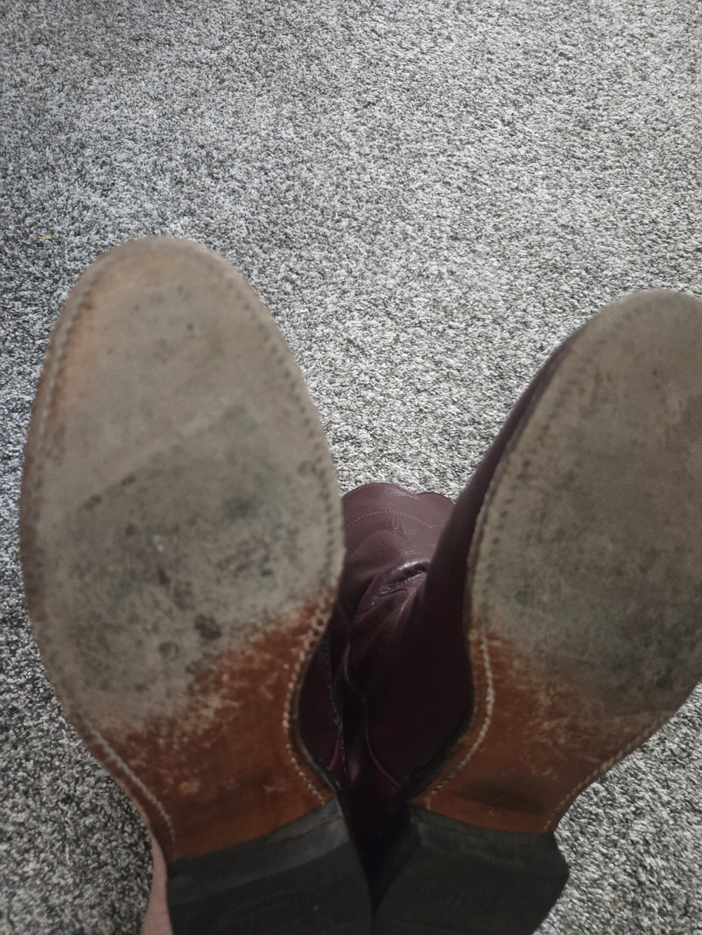 Justin Boots Burgundy Leather Roper Boots - Picture 8 of 11